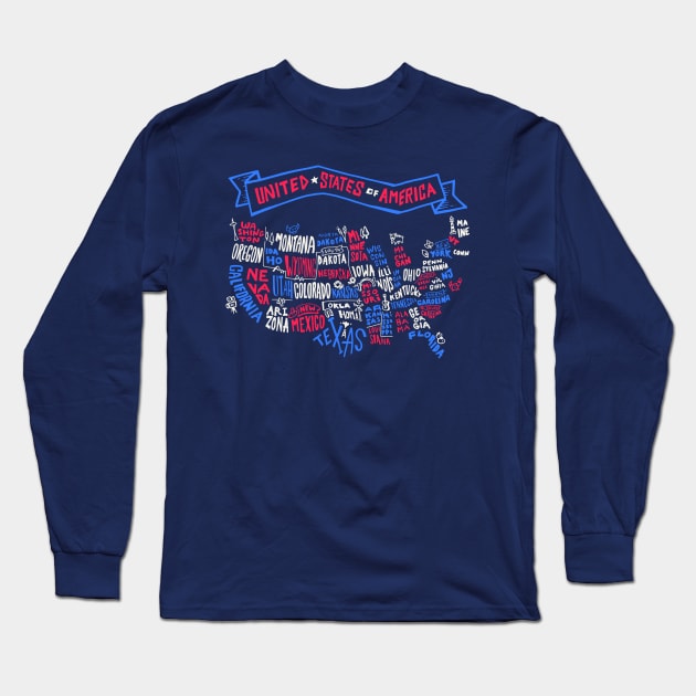 United States of American Typography Long Sleeve T-Shirt by madeinchorley